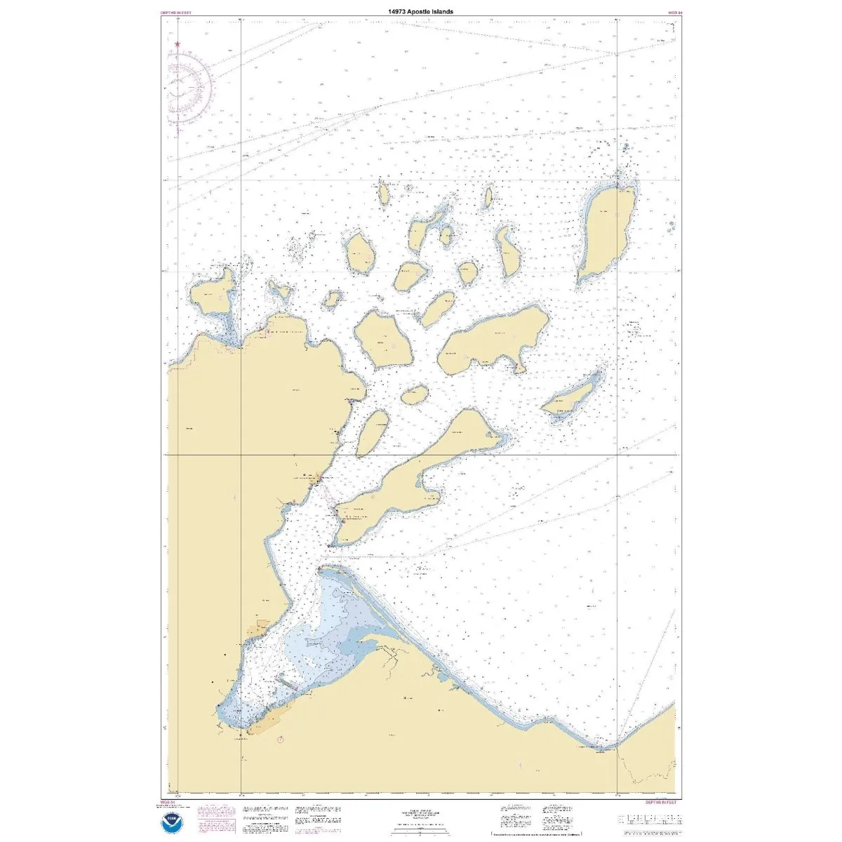 Historical NOAA Chart 14973: Apostle Islands: including Chequamegan Bay;Bayfield Harbor;Pikes Bay Harbor;La Pointe Harbor