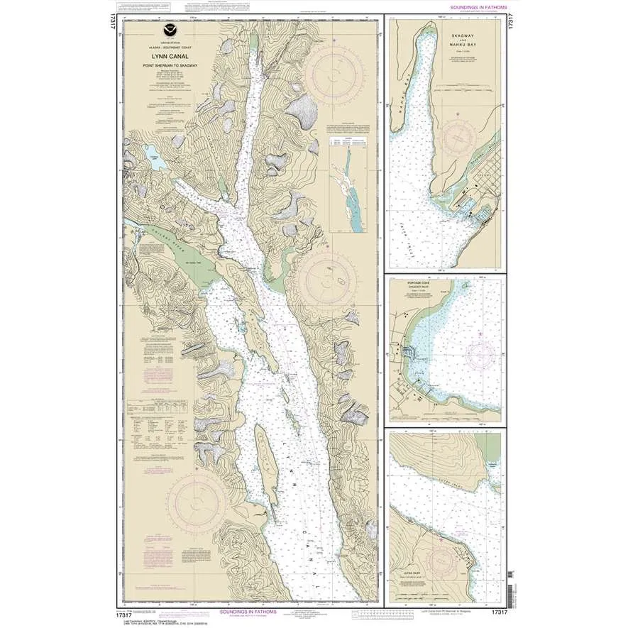 Historical NOAA Chart 17317: Lynn Canal-Point Sherman to Skagway;Lutak Inlet;Skagway and Nahku Bay;Portage Cove: Chilkoot Inlet