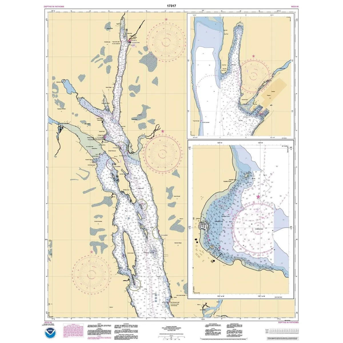 Historical NOAA Chart 17317: Lynn Canal-Point Sherman to Skagway;Lutak Inlet;Skagway and Nahku Bay;Portage Cove: Chilkoot Inlet