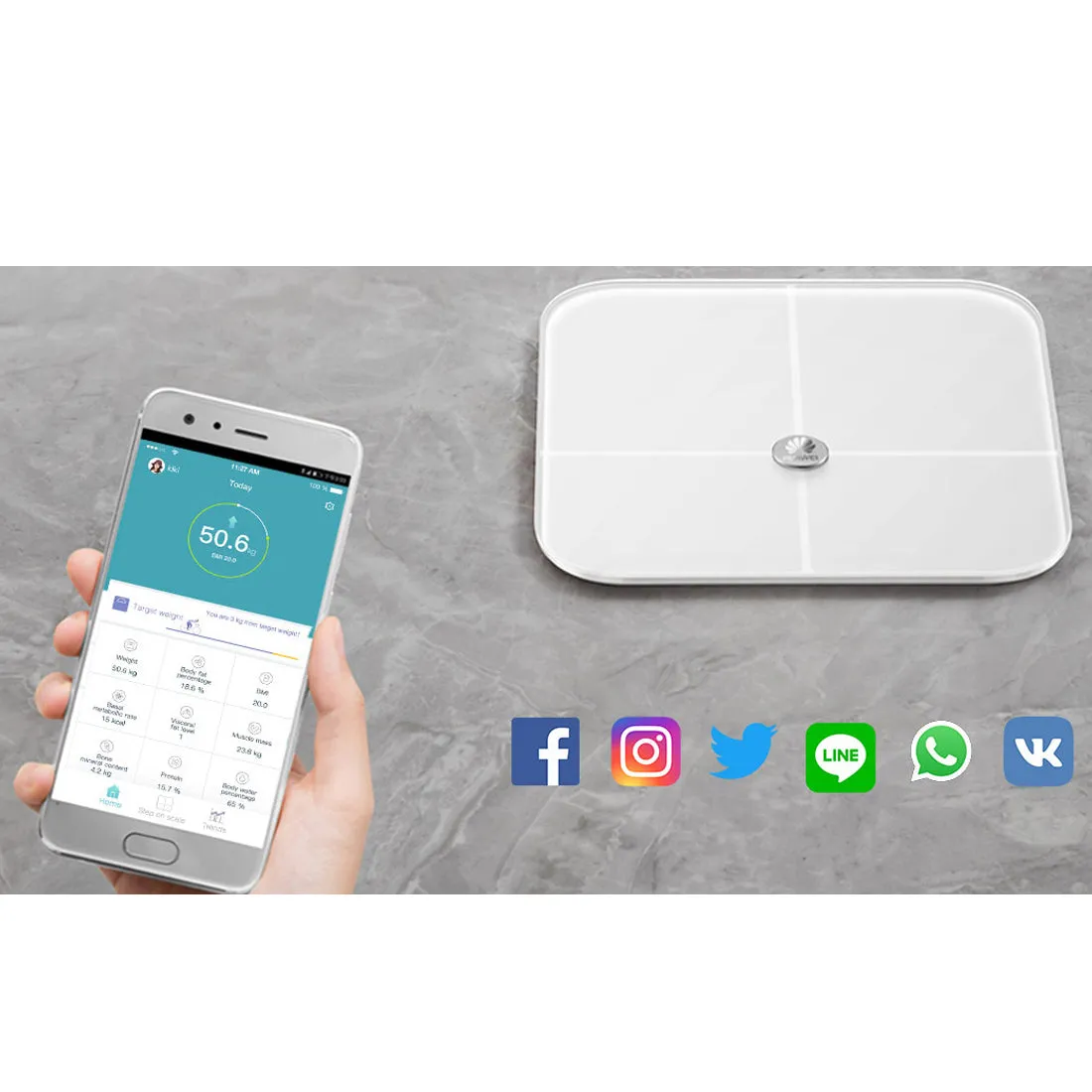 Huawei health monitoring Body Fat BMI bluetooth Smart Bathroom Scale AH100 with app