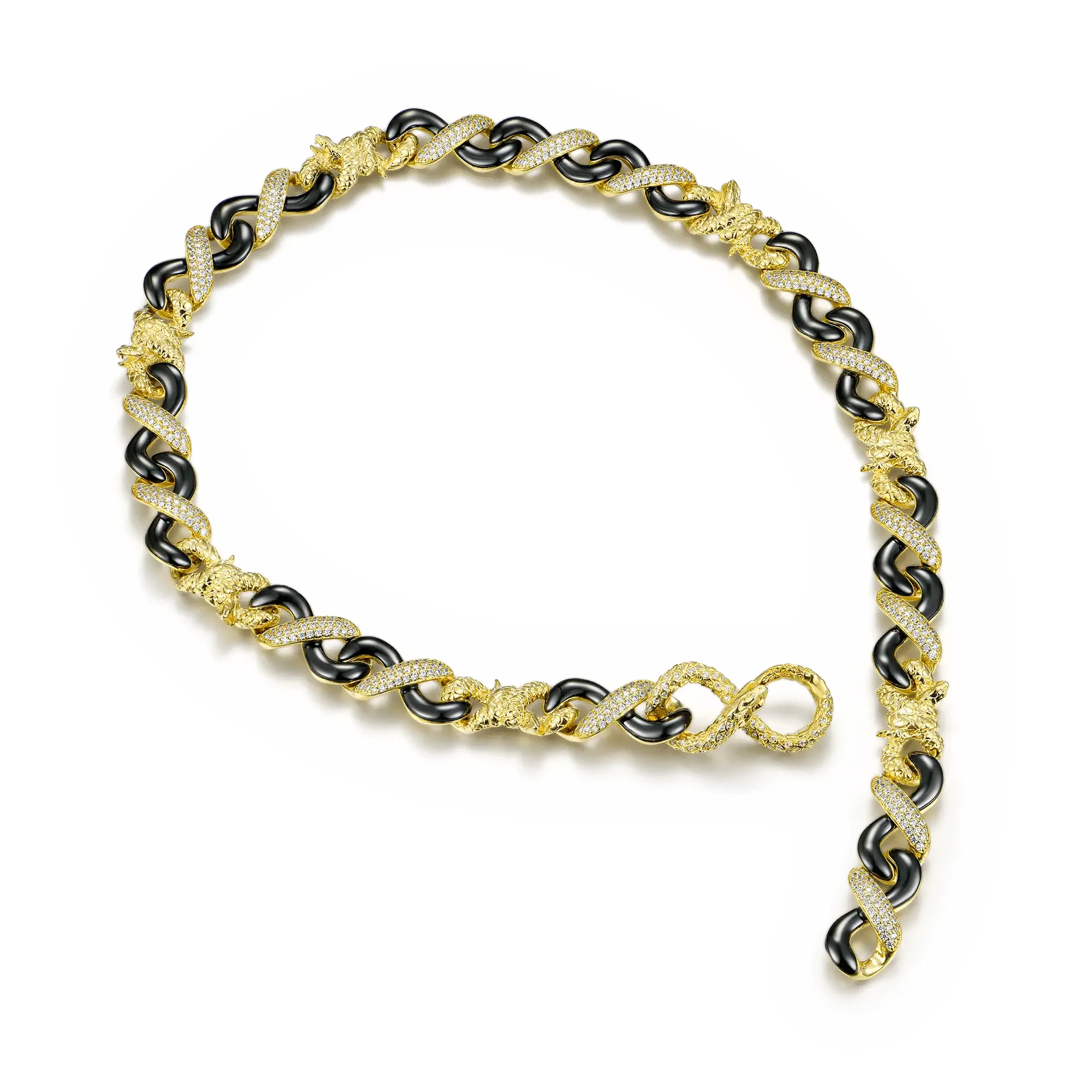 Infinity Two-tone Snake Clasp Chain - 12mm