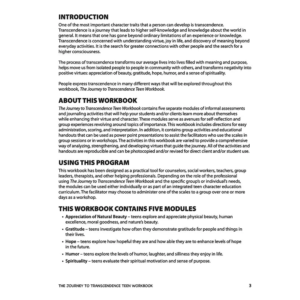 Journey to Transcendence Teen Workbook