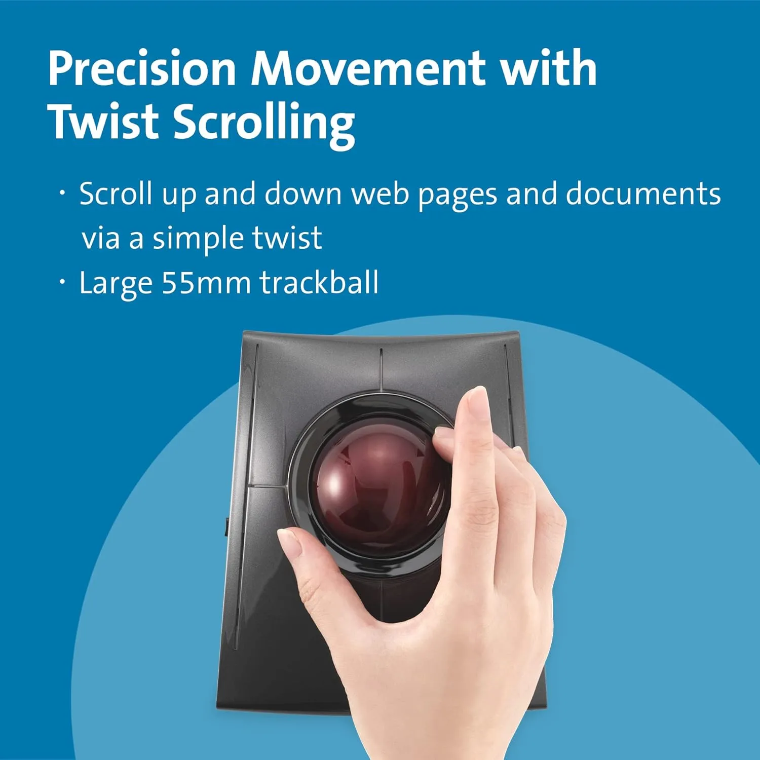 Kensington SlimBlade Pro Bluetooth Wireless Rechargeable Ergonomic Trackball Mouse