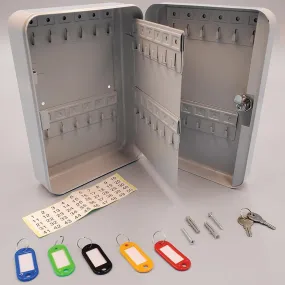 Key Control Cabinets for Automotive Key Management - Gray Steel Cabinets with Secure Lock System - Includes Key Fobs, Key Rings, and Numbered Stickers - 48 Key Capacities