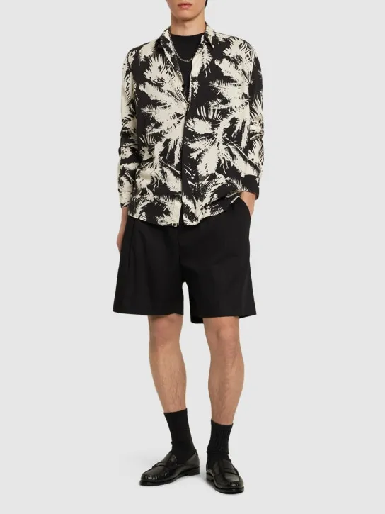 Laneus   Palm print viscose shirt 