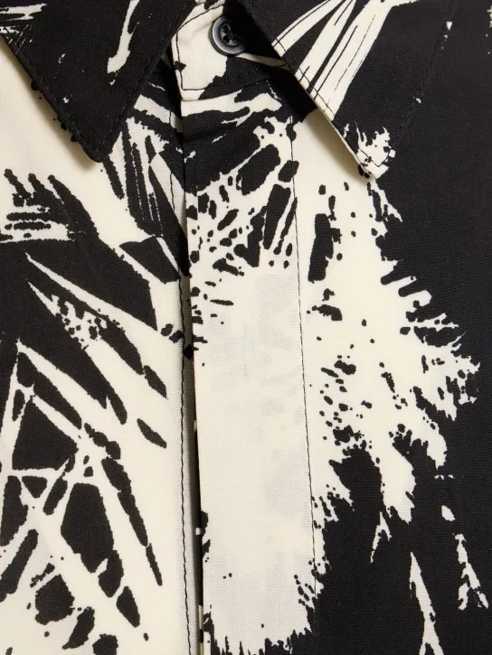 Laneus   Palm print viscose shirt 
