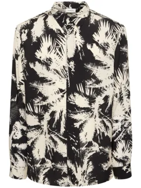 Laneus   Palm print viscose shirt 