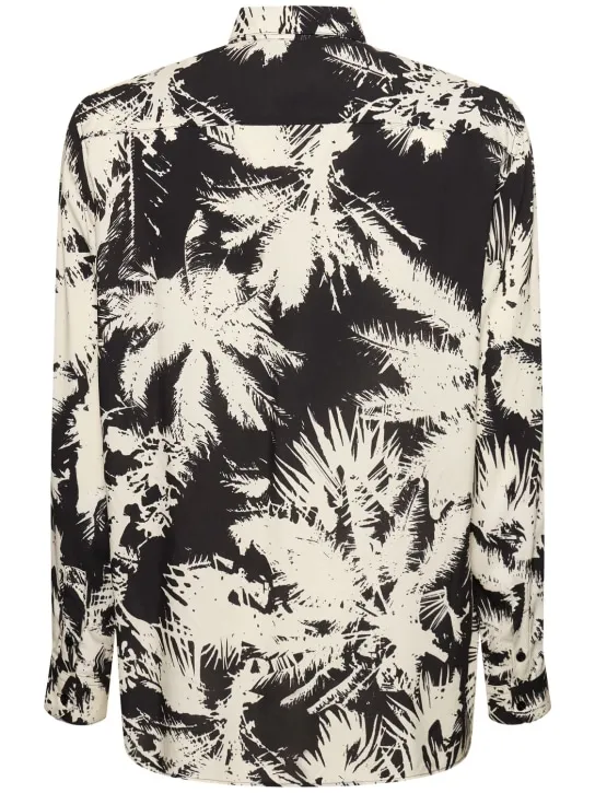 Laneus   Palm print viscose shirt 