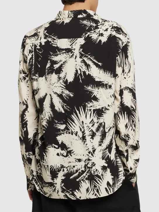 Laneus   Palm print viscose shirt 