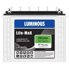 Luminous Life Max Tubular Inverter Battery 150Ah LM18075