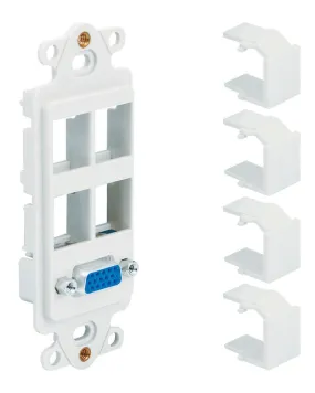 Modular Keystone Faceplate, VGA   4 Port, White