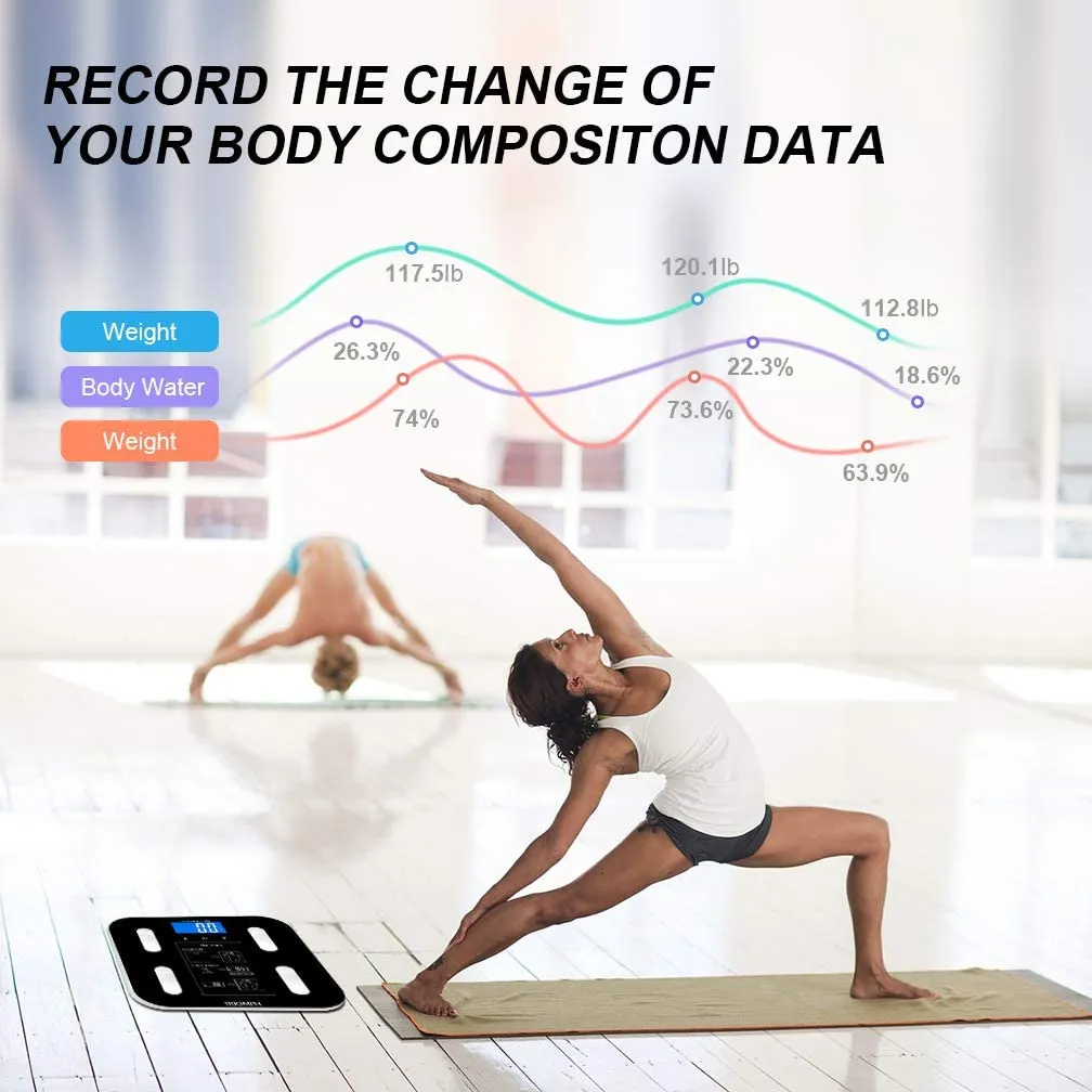 New Triomph Body Fat Scale, Digital Bathroom Scale Body Composition Analyzer with Backlit LCD for Body Weight, Fat, Water, Muscle, BMI, Bone Mass and Calorie, 10 Users, 400 lbs Fat Loss Monitor, Black