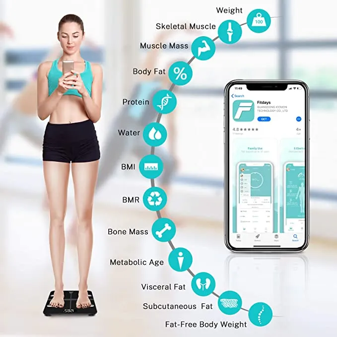 New Weight Scale, Misiki Digital Scale Smart Body Fat Scale, Bluetooth BMI Scale Body Composition Analyzer Sync with Smartphone App, LCD Display Accurate Digital Bathroom Scales for Weight 396lbs/180kg