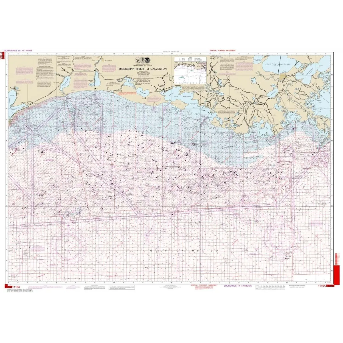 NOAA Chart 1116A: Mississippi River to Galveston (Oil and Gas Leasing Areas)