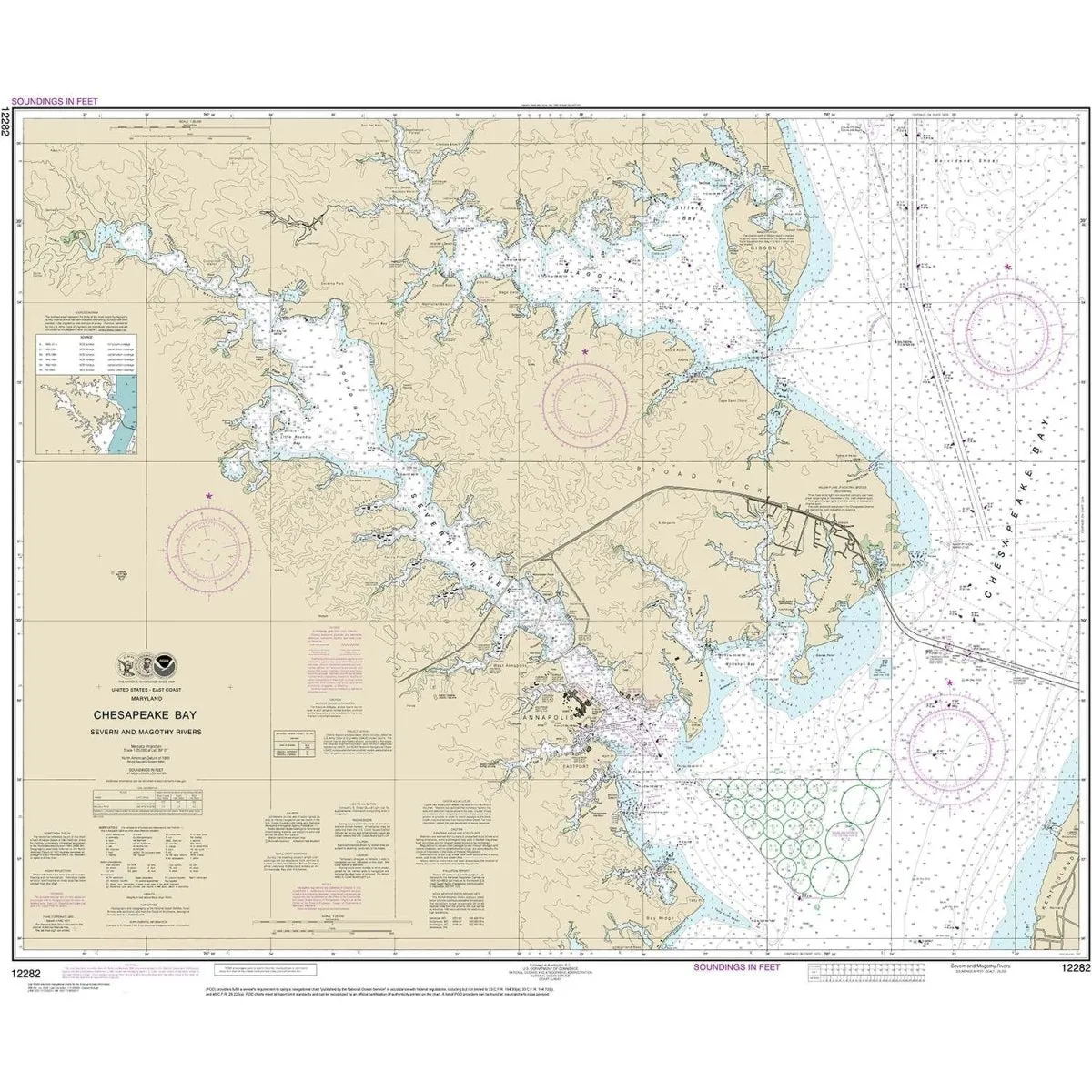 NOAA Chart 12282: Chesapeake Bay Severn and Magothy Rivers