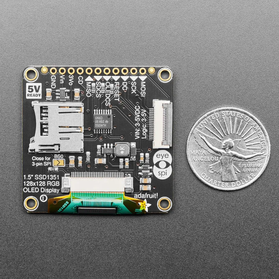 OLED Breakout Board - 16-bit Color 1.5" w/microSD holder - EYESPI Connector