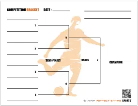Perfect Strike Competition Brackets for Team tournaments or Skills competitions. Sheet Brackets for up to 8 participants. SOCCER. 25 Sheets.