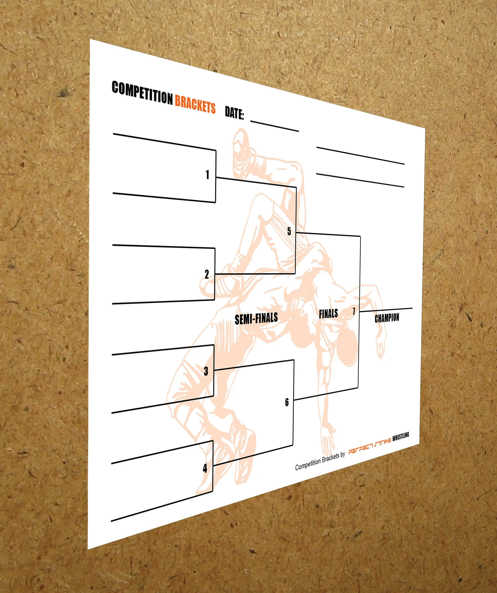Perfect Strike Competition Brackets for Team tournaments or Skills competitions. Sheet Brackets for up to 8 participants. WRESTLING. 25 Sheets.