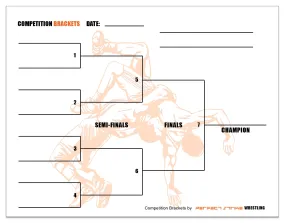 Perfect Strike Competition Brackets for Team tournaments or Skills competitions. Sheet Brackets for up to 8 participants. WRESTLING. 25 Sheets.