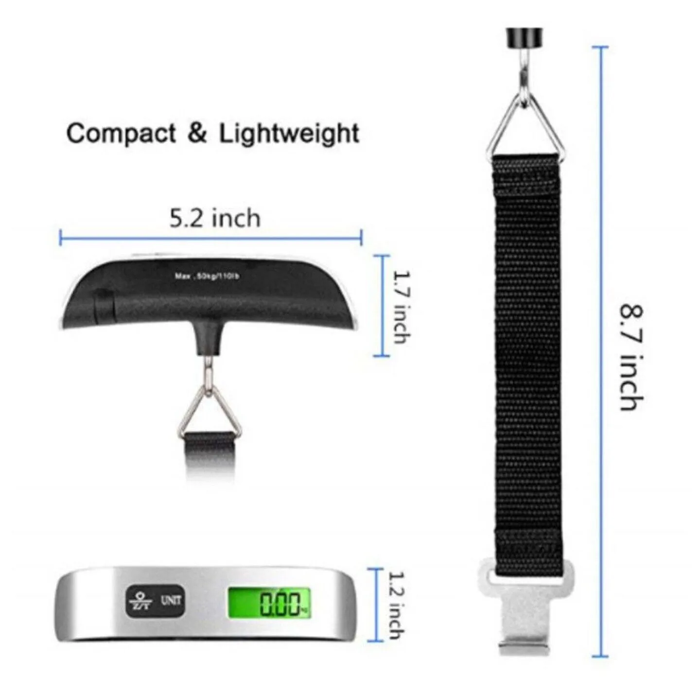 Portable Travel LCD Digital Hanging Luggage Scale Electronic Weight 110lb / 50kg