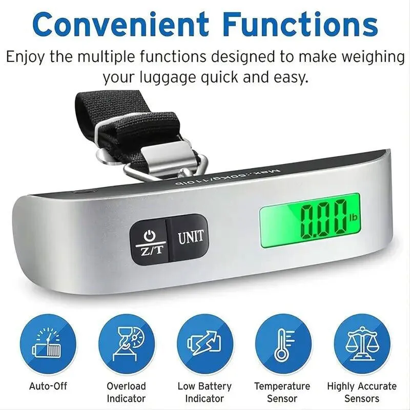 Portable Travel LCD Digital Hanging Luggage Scale Electronic Weight 110lb / 50kg