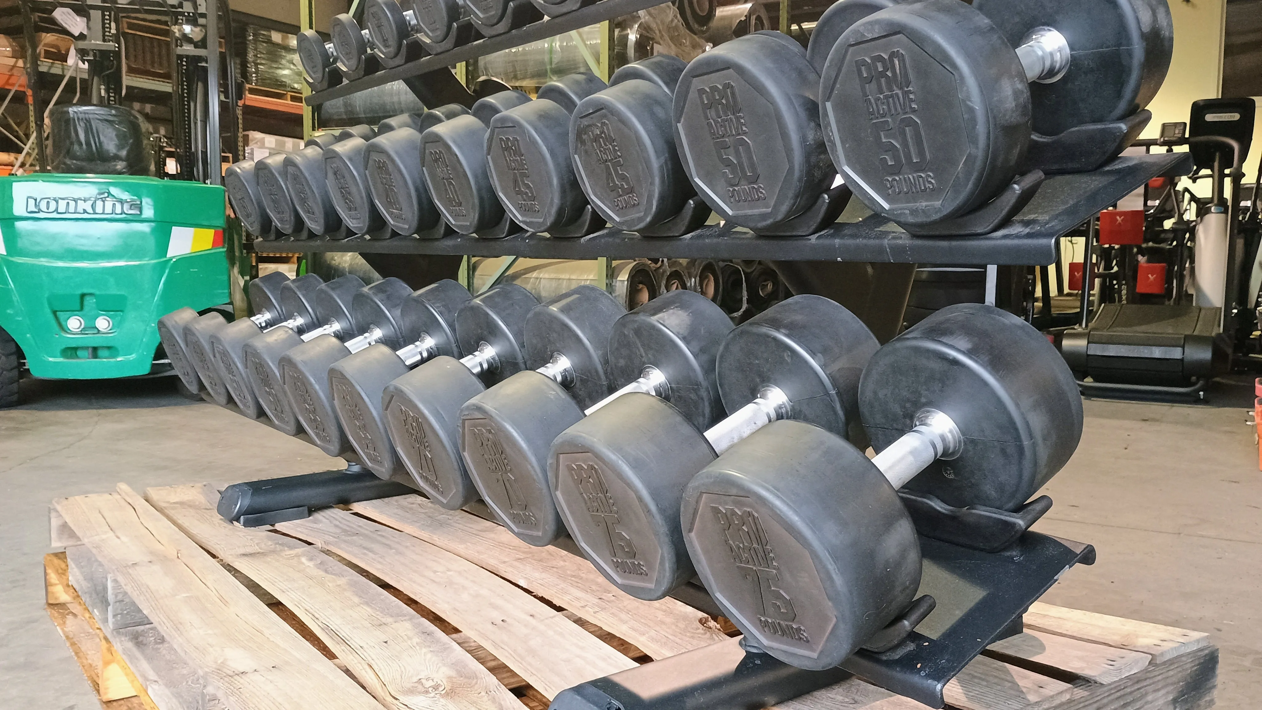 Precor Discovery Series 3 Tier Dumbbell Rack w/ Pro Active 5lb-75lb Dumbbell Set (USED)
