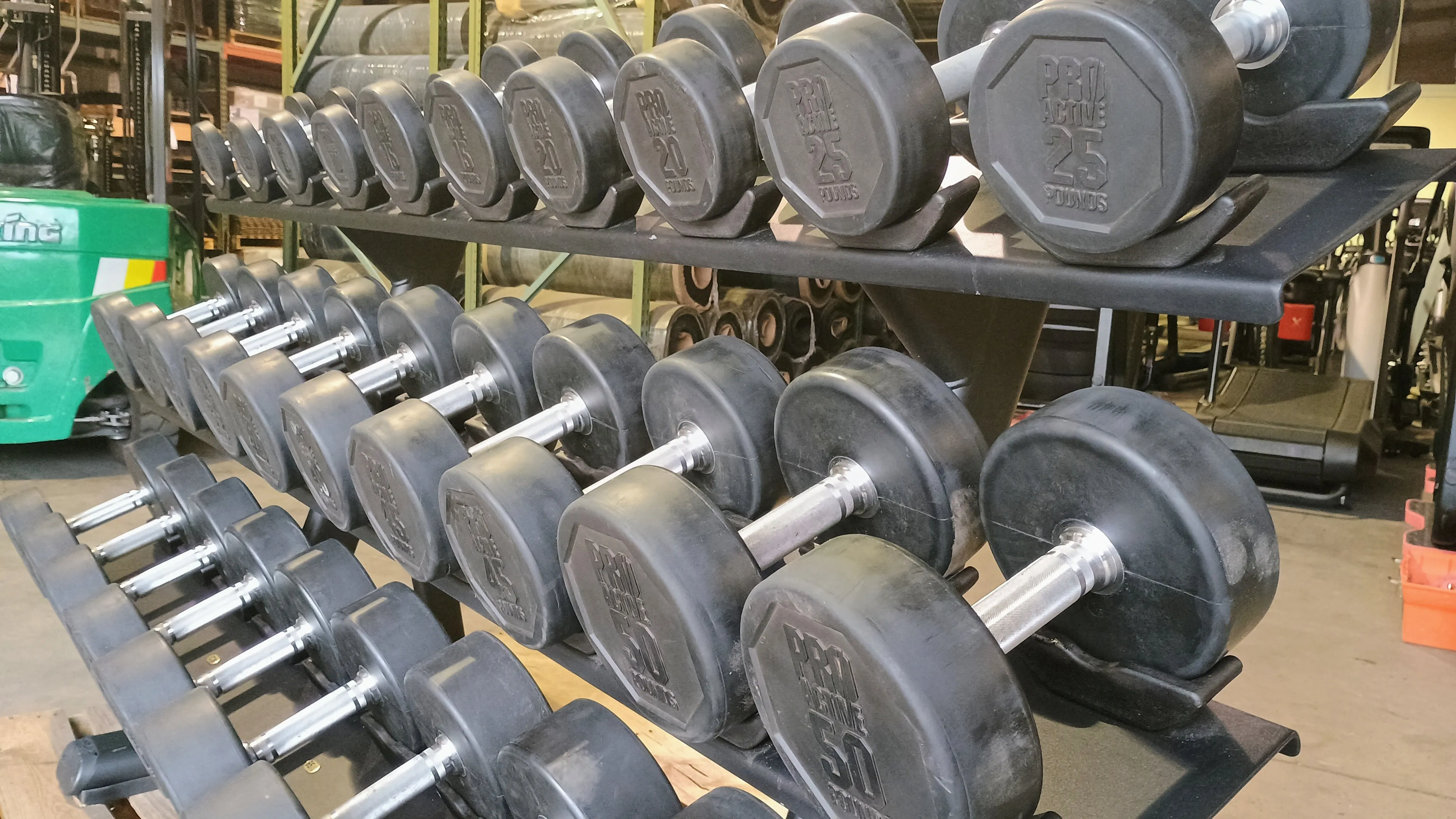 Precor Discovery Series 3 Tier Dumbbell Rack w/ Pro Active 5lb-75lb Dumbbell Set (USED)