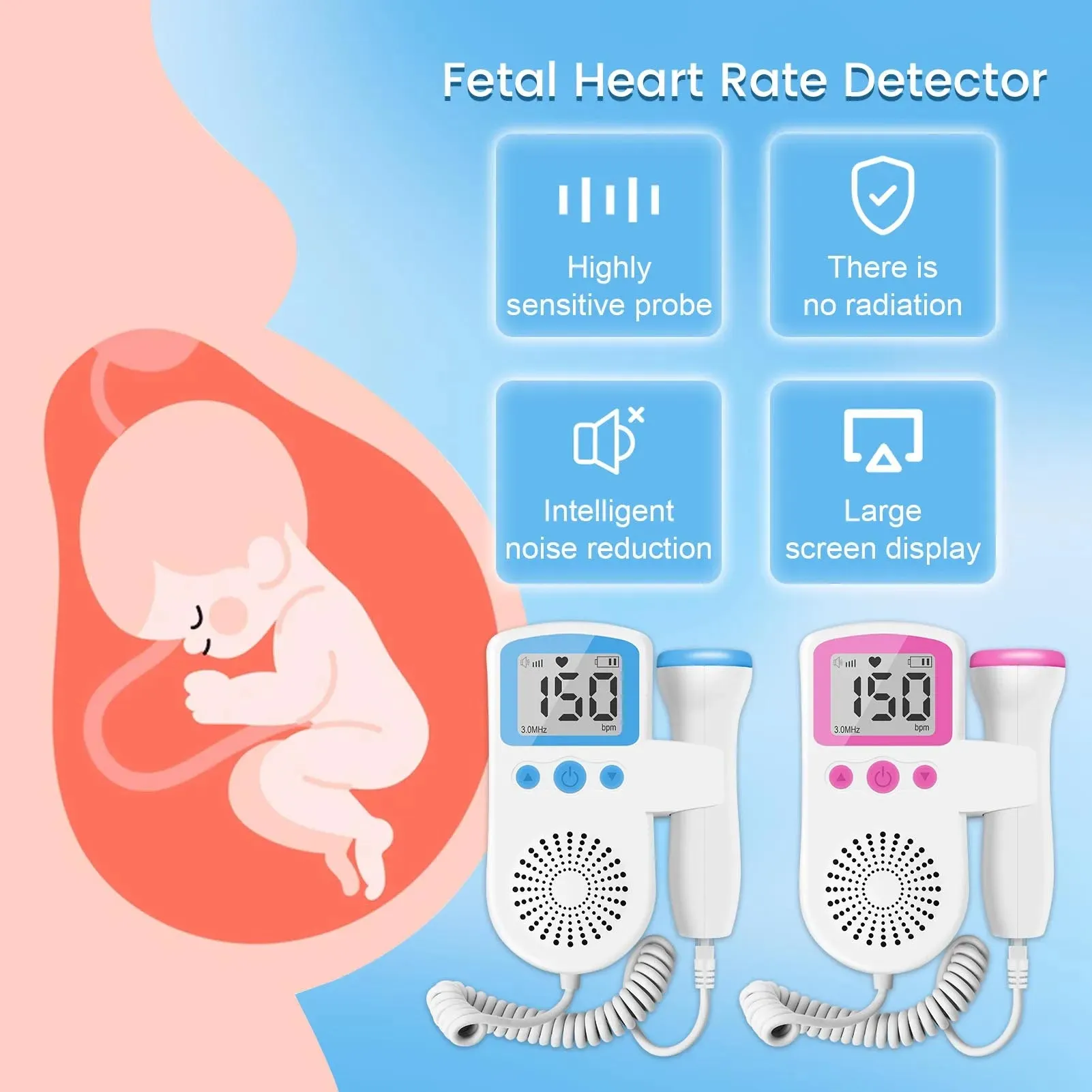 Pregnant Ultrasound Baby Heart Rate Detector