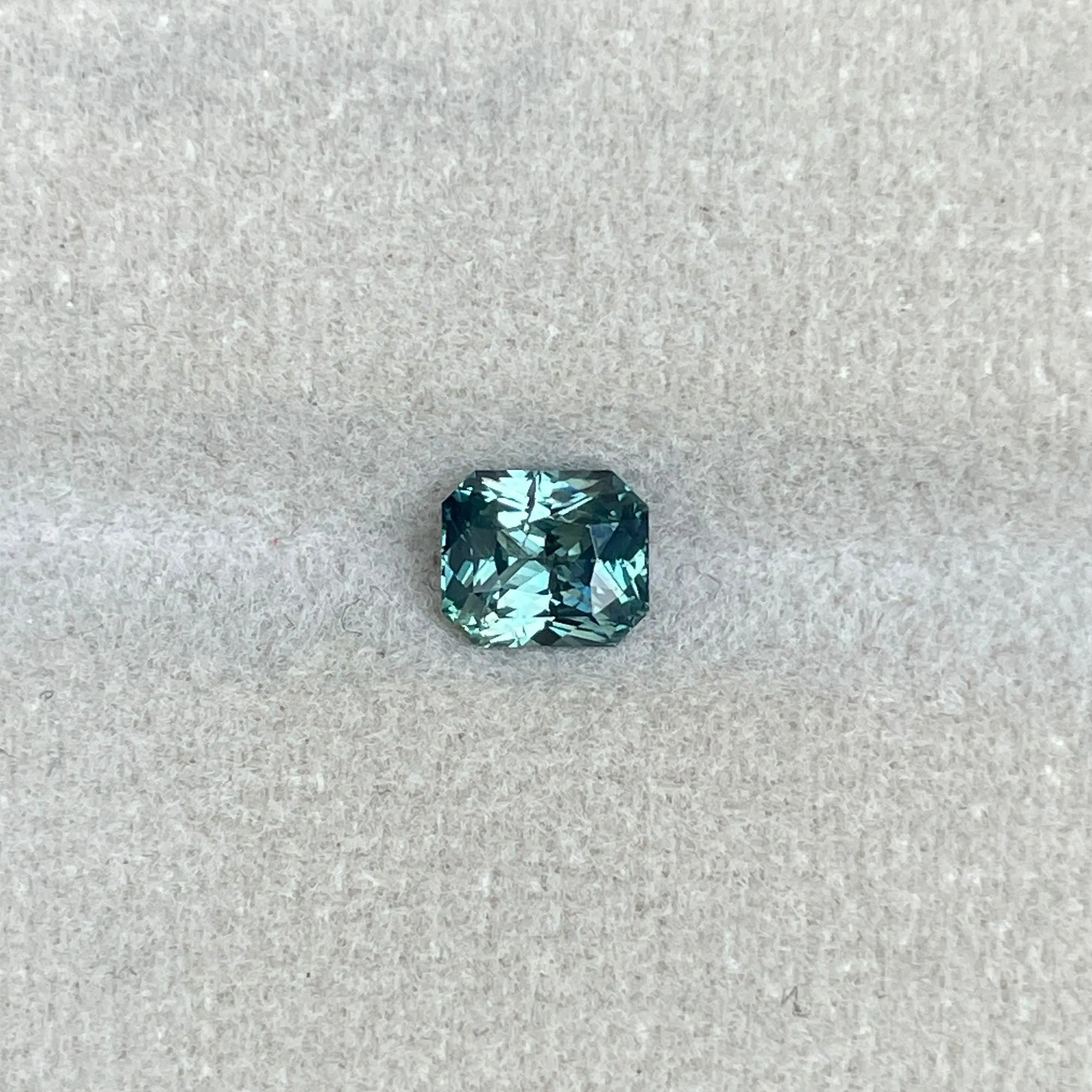 Radiant cut Greenish blue sapphire, 1.12 crt.