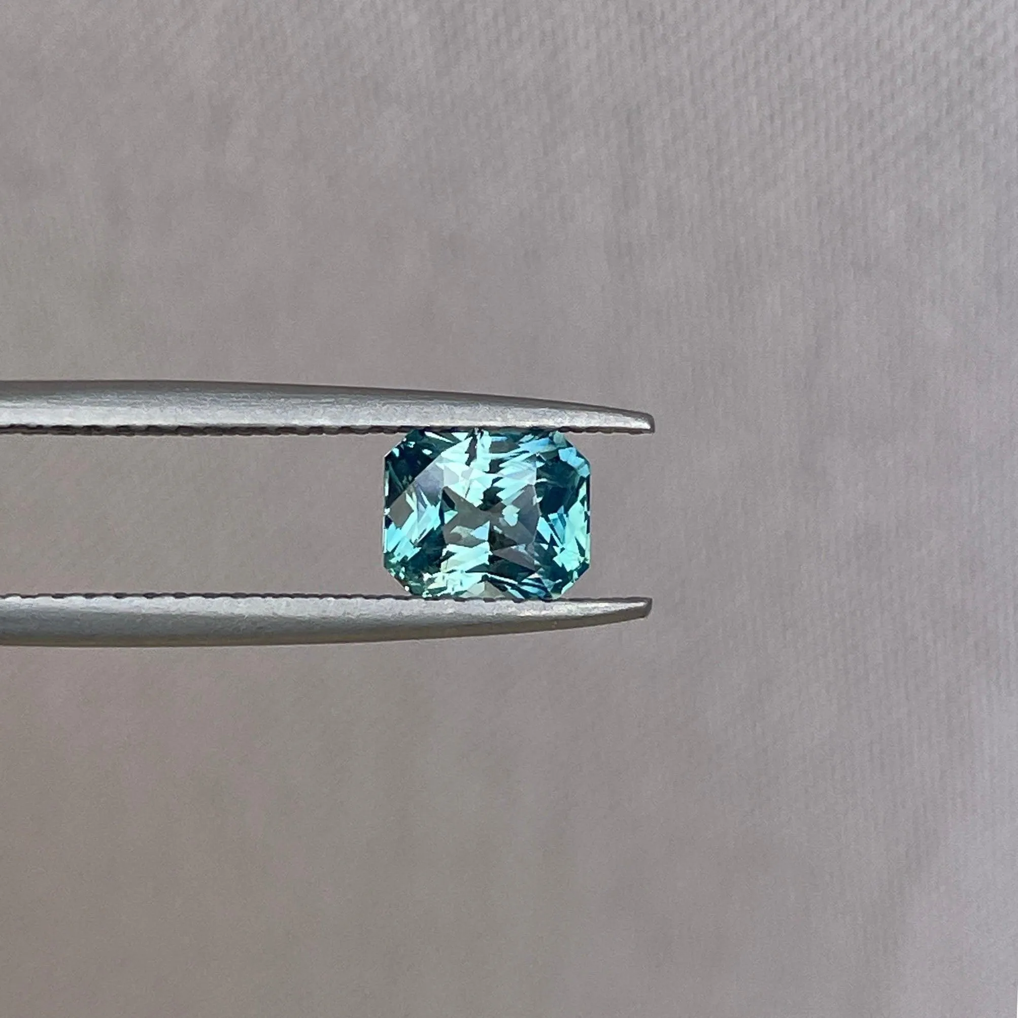 Radiant cut Greenish blue sapphire, 1.12 crt.