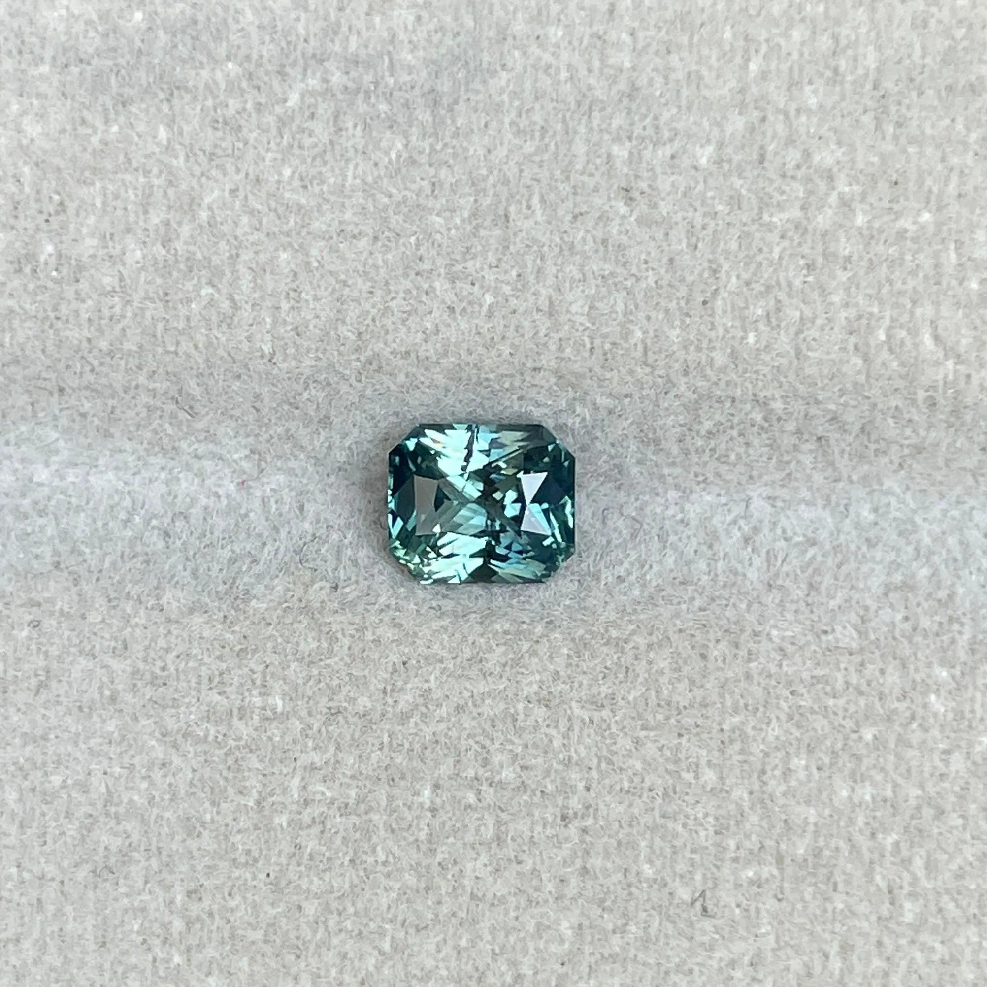 Radiant cut Greenish blue sapphire, 1.12 crt.