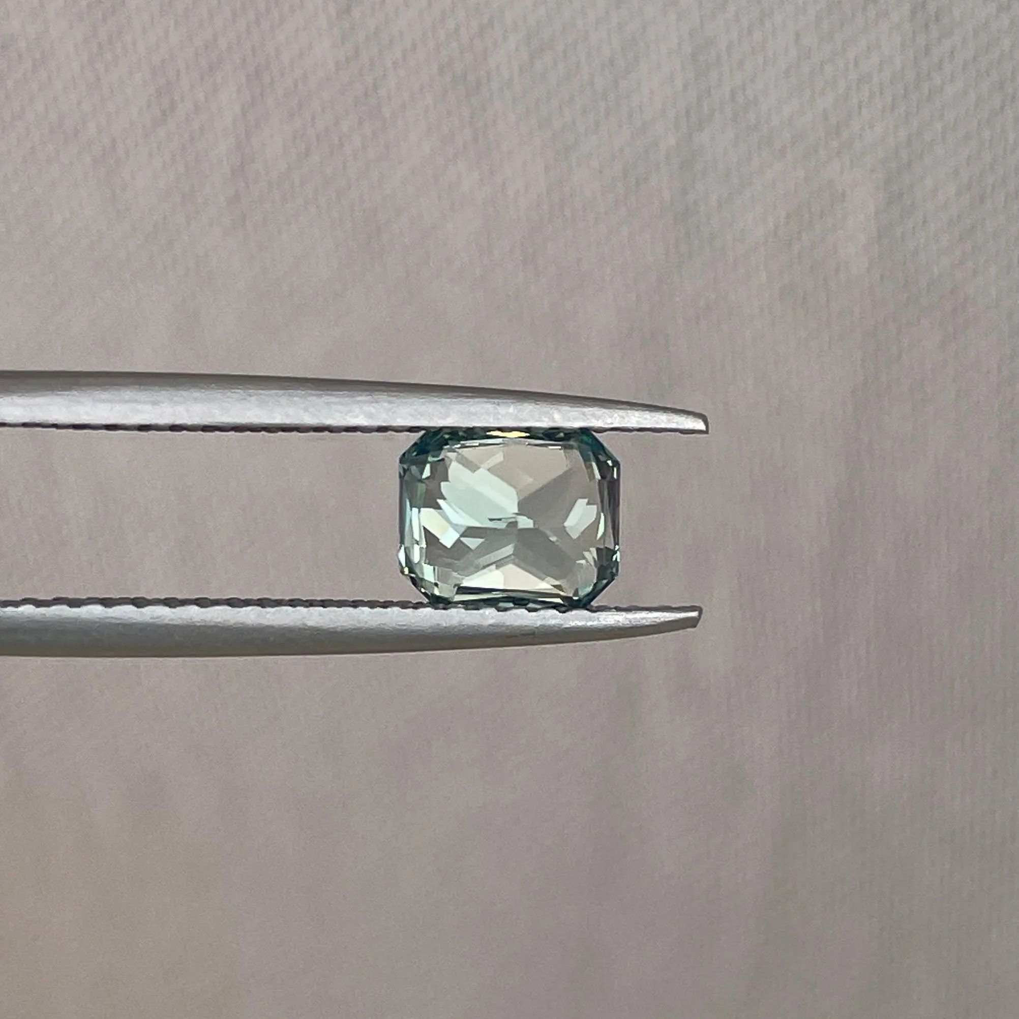 Radiant cut Greenish blue sapphire, 1.26 crt.