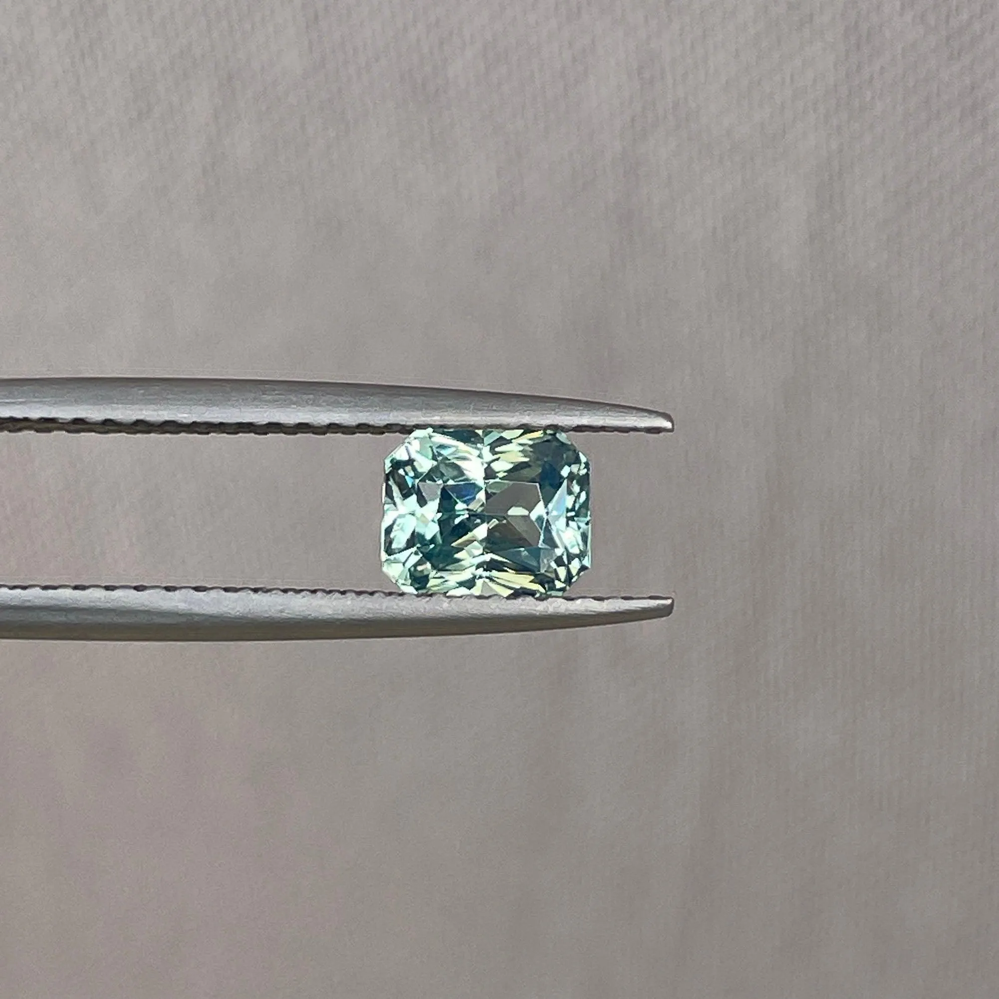 Radiant cut Greenish blue sapphire, 1.26 crt.