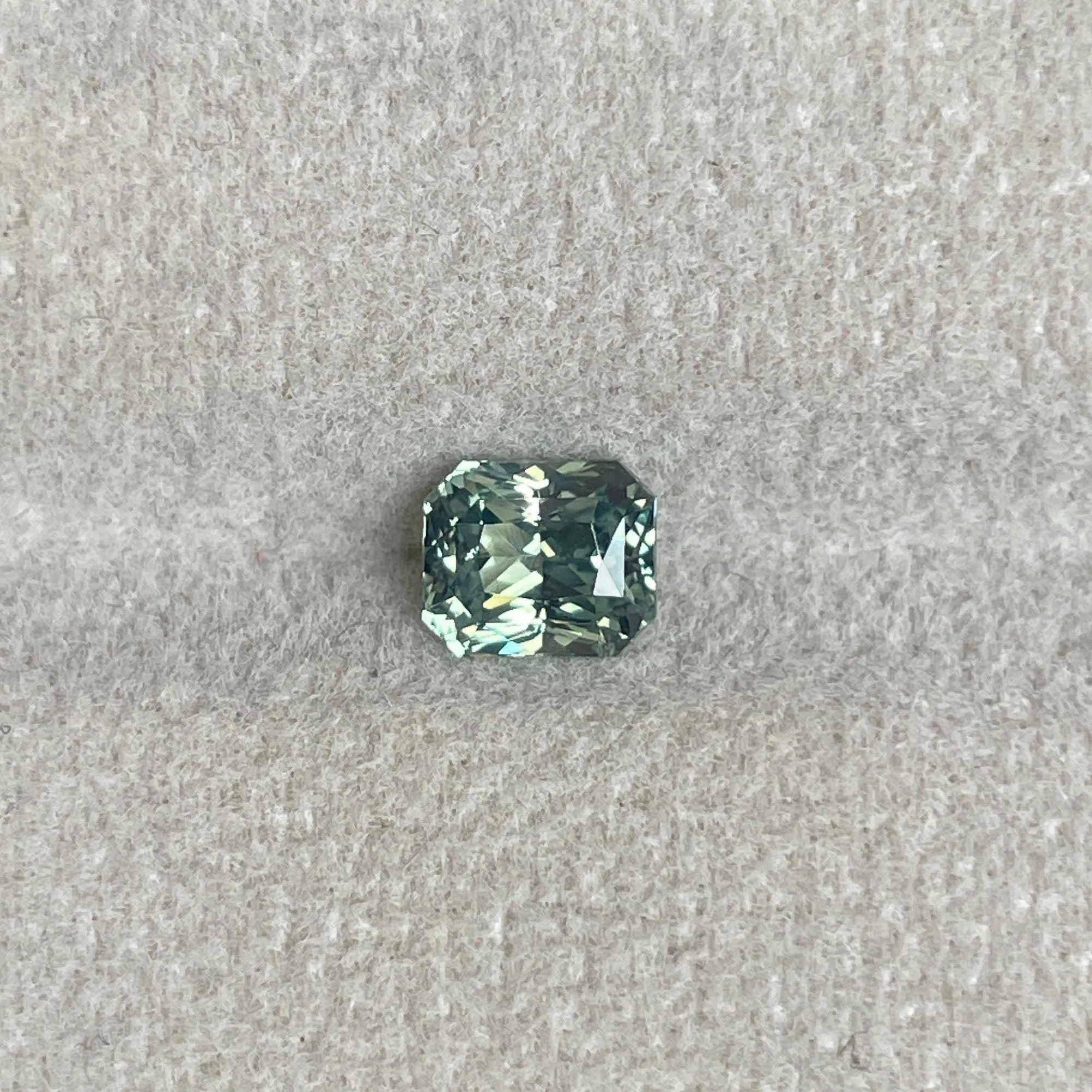 Radiant cut Greenish blue sapphire, 1.26 crt.