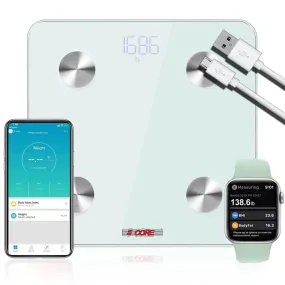 Rechargeable Smart Digital Bathroom Weighing Scale with Body Fat and Water Weight for People; Bluetooth BMI Electronic Body Analyzer Machine; 400 lbs.5 Core
