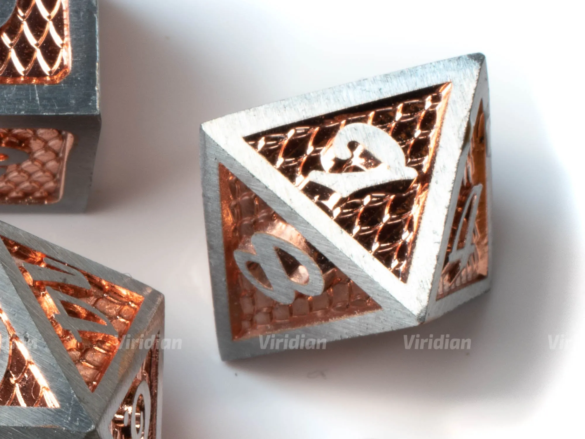 Rose Gold Dragon | Scales Large Metal Dice Set (7) | Dungeons and Dragons (DnD) | Tabletop RPG Gaming
