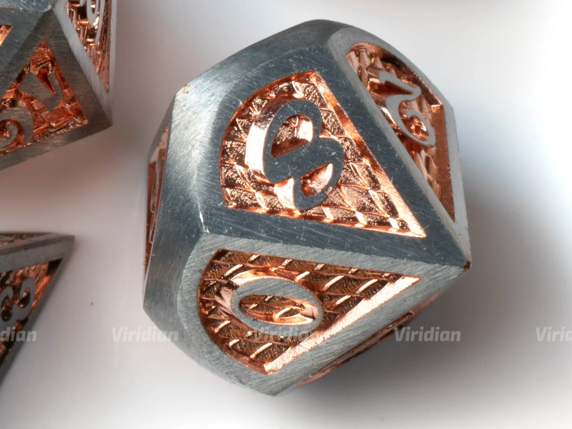 Rose Gold Dragon | Scales Large Metal Dice Set (7) | Dungeons and Dragons (DnD) | Tabletop RPG Gaming