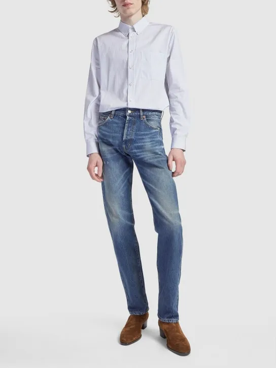 Saint Laurent   Embroidered striped cotton shirt 