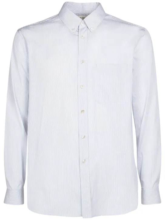 Saint Laurent   Embroidered striped cotton shirt 