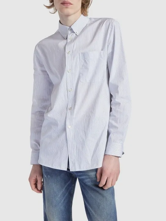 Saint Laurent   Embroidered striped cotton shirt 