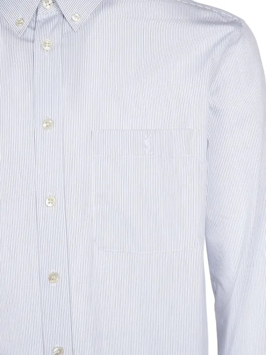 Saint Laurent   Embroidered striped cotton shirt 