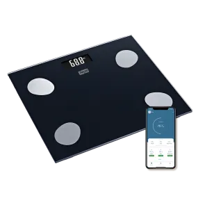 Sansui Smart Body Fat Analyser | Bluetooth Enabled with Smart App (150Kg, Black)