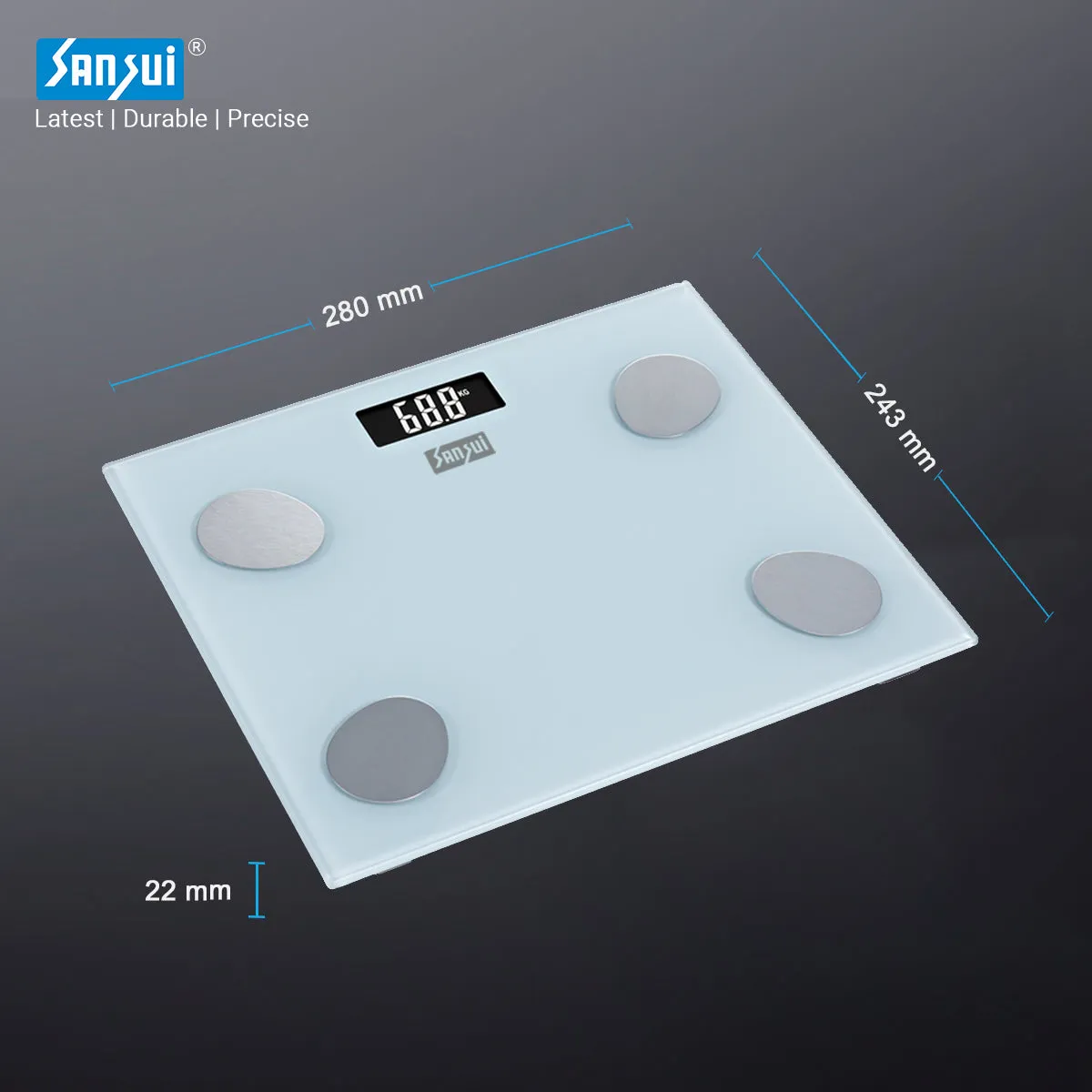 Sansui Smart Body Fat Analyser | Bluetooth Enabled with Smart App (150Kg, White)