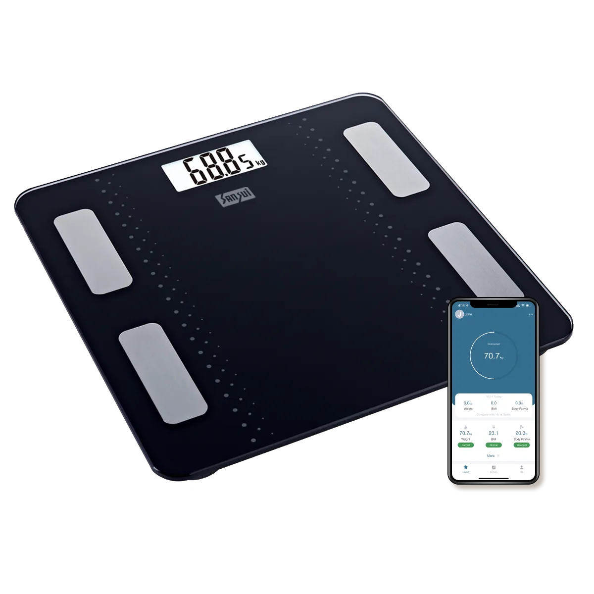 Sansui Smart Body Fat Analyser | Bluetooth Enabled with Smart App (180Kg, Black)