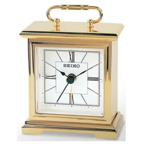 Seiko Gold Plated Square Carriage Clock QHE005G