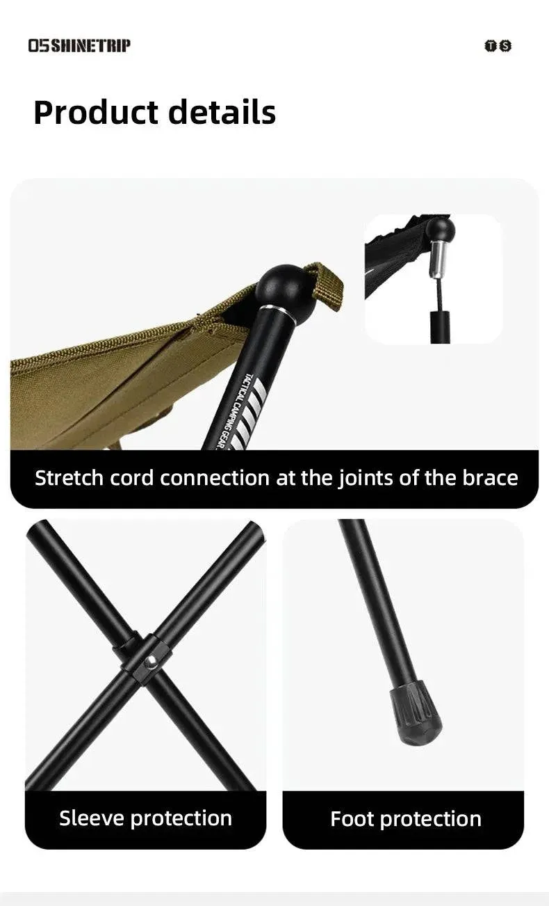 ShineTrip Outdoor Chair Aluminum Alloy Ultra Light Portable Mazha Folding Camping Chair Fishing Chair Small Bench