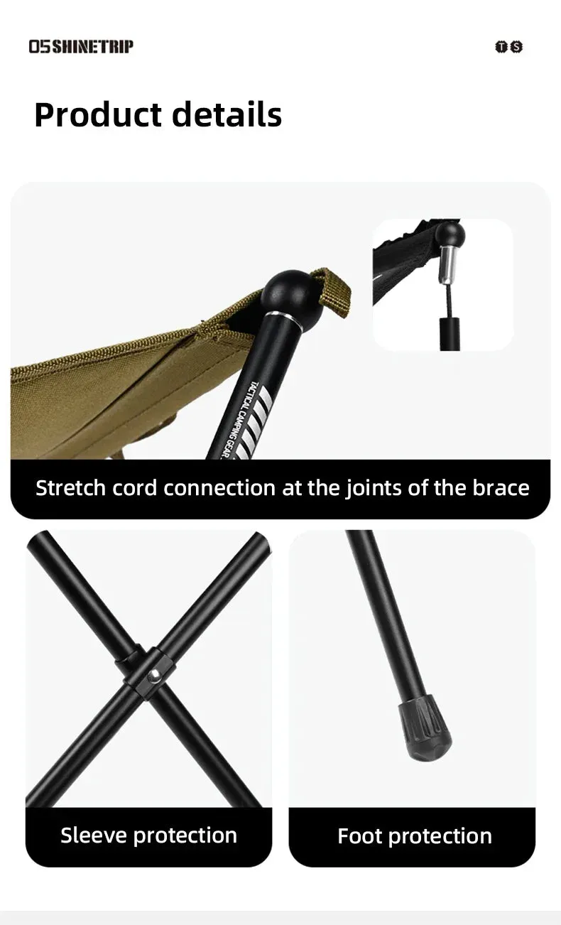 ShineTrip Outdoor Chair Aluminum Alloy Ultra Light Portable Mazha Folding Camping Chair Fishing Chair Small Bench