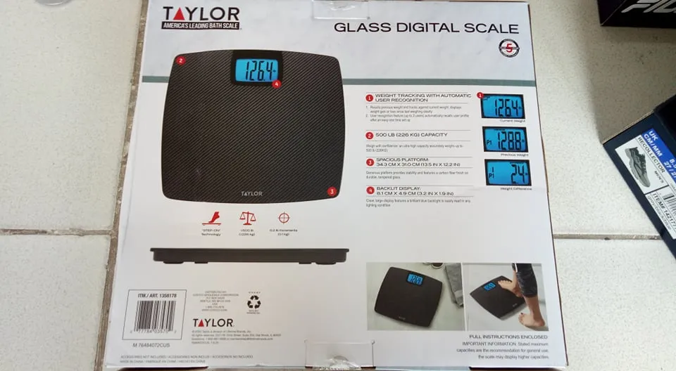 Taylor Weight Tracking Body Scale (Glass digital) - BLACK