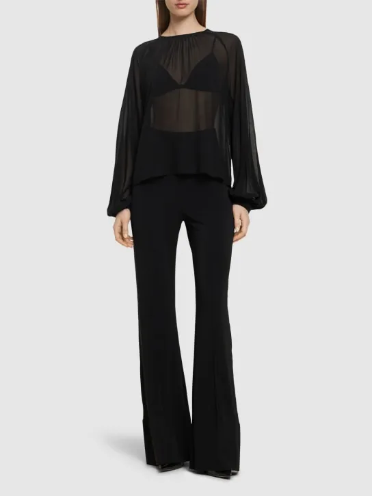 The Andamane   Renee puff sleeve silk blouse 