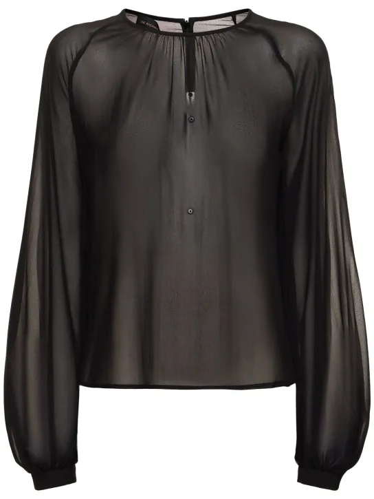 The Andamane   Renee puff sleeve silk blouse 
